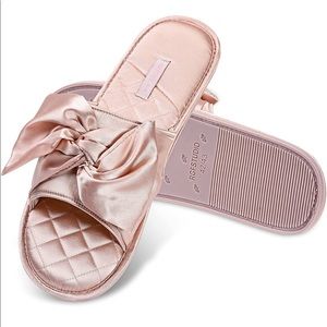 Pink Silk slip-on slippers